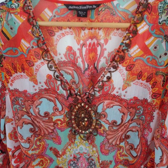 Mushkaby Sienna Rose beaded blouse - Picture 2 of 5